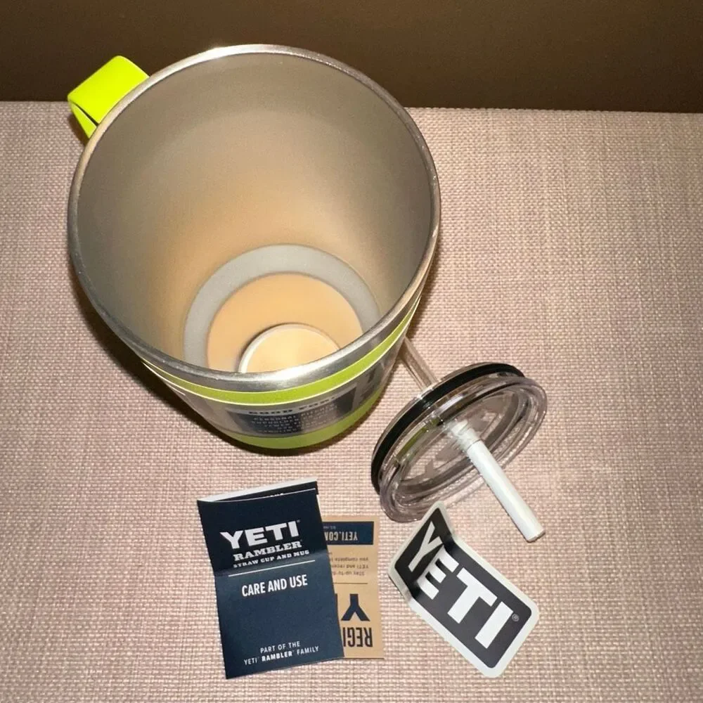Yeti Rambler Mug 42oz Chartreuse NWT Discontinued HTF Straw Lid Authentic